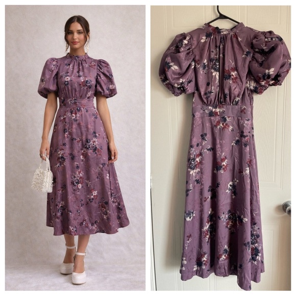 RW&CO. Dresses & Skirts - Floral Regencycore Puff Sleeve Midi Dress S RW&CO